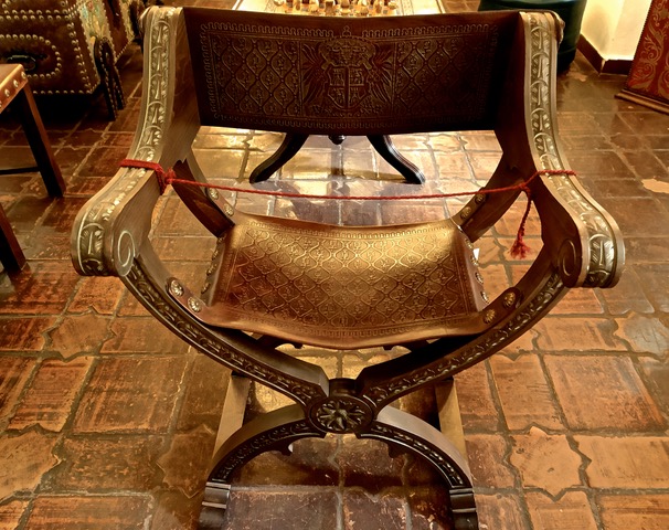 Tooled leather chair from museum at Meryan in Córdoba. Photo © Karethe Linaae